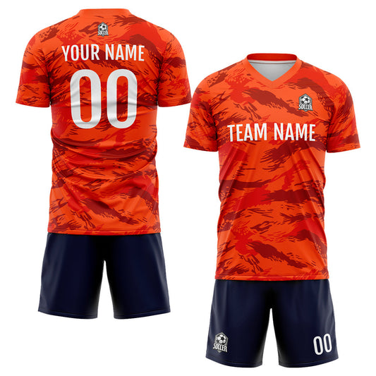 Benutzerdefinierte Fußball Trikots für Männer Frauen Personalisierte Fußball Uniformen für Erwachsene und Kind Orange