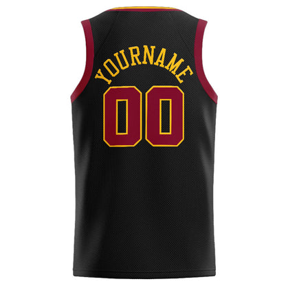 Benutzerdefinierte Authentisch  Basketball Trikot Schwarz-Purpur-Gelb