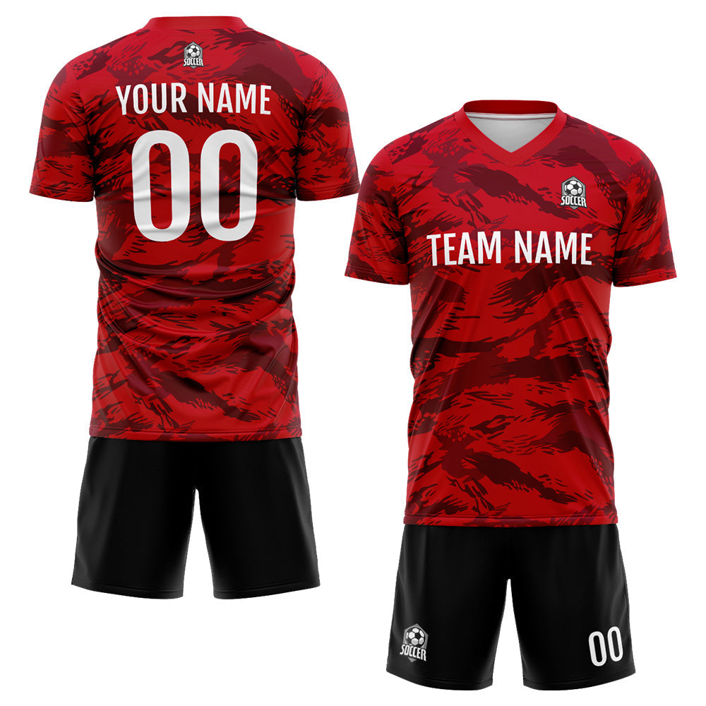 Benutzerdefinierte Fußball Trikots für Männer Frauen Personalisierte Fußball Uniformen für Erwachsene und Kind Rot