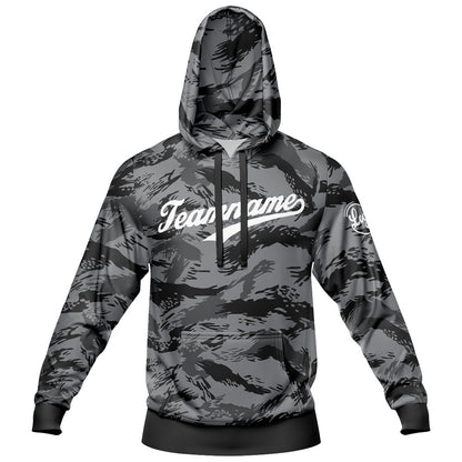 Benutzerdefiniert Tarnung Sport-Hoodie-Oberteil und Hosen-Set Schwarz