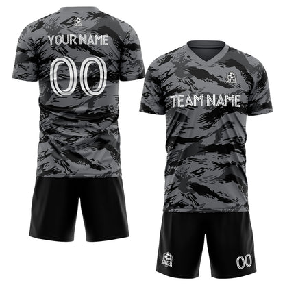 Angefertigte  Grau Fußball-Trikots für Kinder und Erwachsene, personalisierte Fußball-T-Shirts mit Teamname, Nummer und Logo