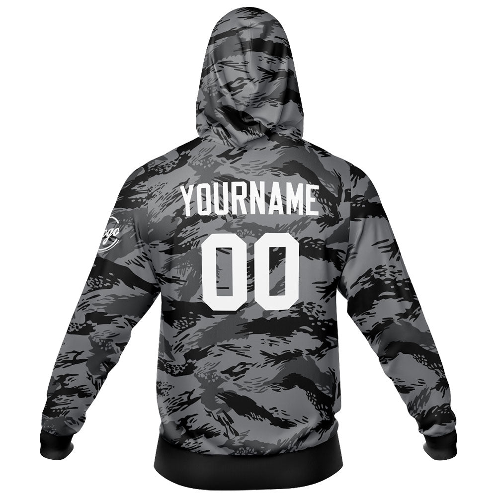 Benutzerdefiniert Tarnung Sport-Hoodie-Oberteil und Hosen-Set Schwarz
