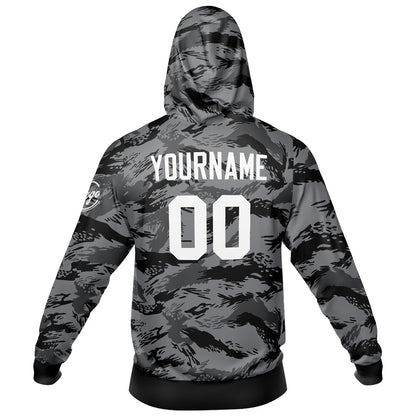 Benutzerdefiniert Tarnung Sport-Hoodie-Oberteil und Hosen-Set Schwarz
