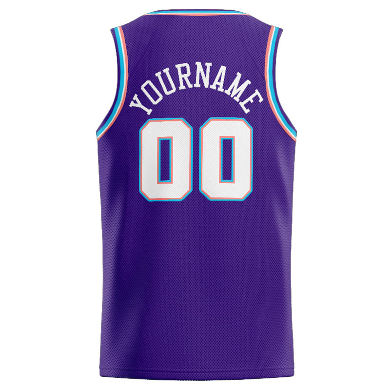 Benutzerdefinierte Authentisch  Basketball Trikot Lila-Weiß