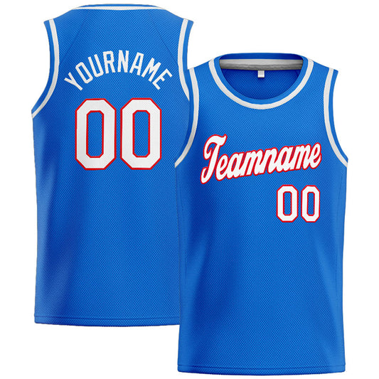 Benutzerdefinierte Authentisch  Basketball Trikot Blau-Weiß-Rot