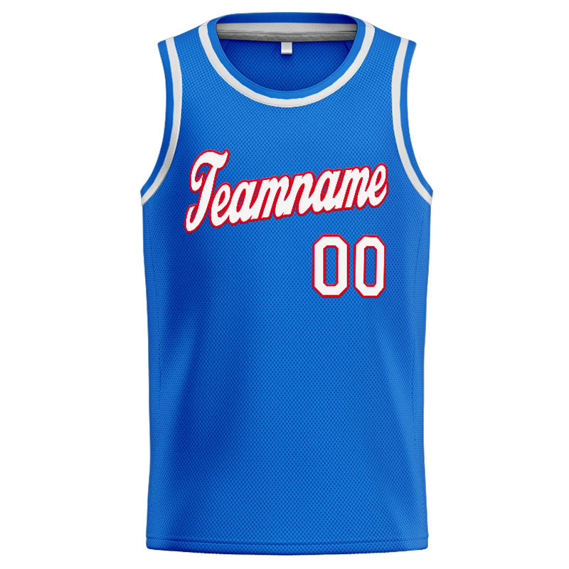 Benutzerdefinierte Authentisch  Basketball Trikot Blau-Weiß-Rot