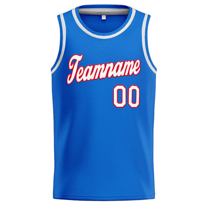 Benutzerdefinierte Authentisch  Basketball Trikot Blau-Weiß-Rot