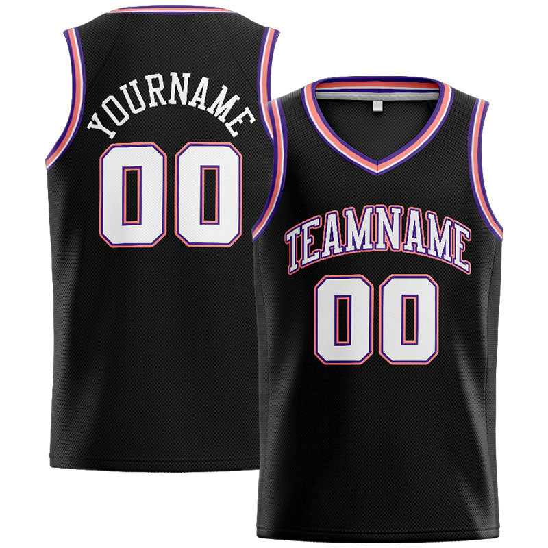 Benutzerdefinierte Authentisch  Basketball Trikot Schwarz-Weiss