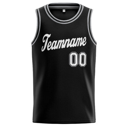 Benutzerdefinierte Authentisch  Basketball Trikot Schwarz-Weiß-Grau
