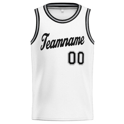 Benutzerdefinierte Authentisch  Basketball Trikot Weiß-Schwarz-Grau