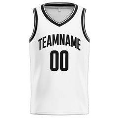 Benutzerdefinierte Authentisch  Basketball Trikot Weiß schwarz