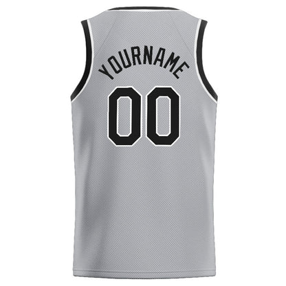 Benutzerdefinierte Authentisch  Basketball Trikot Grau-Schwarz-Weiß
