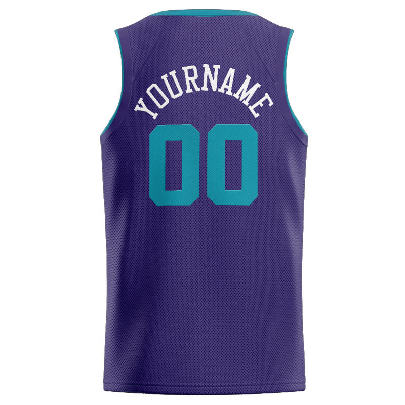 Benutzerdefinierte Authentisch  Basketball Trikot Lila-Blaugrün-Weiß