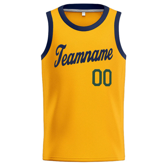 Benutzerdefinierte Authentisch  Basketball Trikot Gelb-Marine-Grün