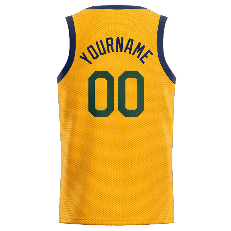 Benutzerdefinierte Authentisch  Basketball Trikot Gelb-Marine-Grün