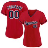 Benutzerdefinierte Authentisch Baseball-Trikot Rot-Marine-Weiß Netz