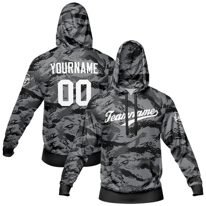 Benutzerdefiniert Tarnung Sport-Hoodie-Oberteil und Hosen-Set Schwarz