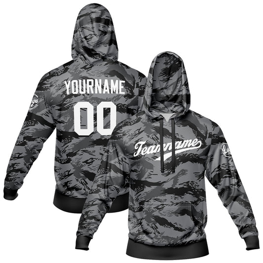 Benutzerdefiniert Tarnung Sport-Hoodie-Oberteil und Hosen-Set Schwarz