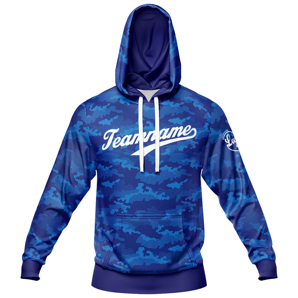 Benutzerdefiniert Tarnung Sport-Hoodie-Oberteil und Hosen-Set Blau