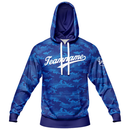 Benutzerdefiniert Tarnung Sport-Hoodie-Oberteil und Hosen-Set Blau