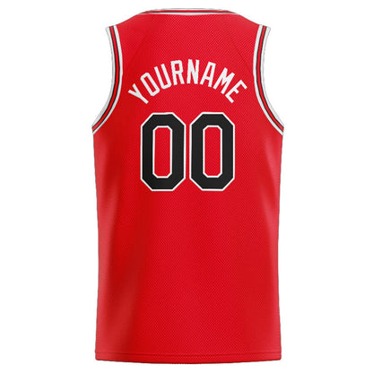 Benutzerdefinierte Authentisch  Basketball Trikot Rot-Schwarz-Weiß