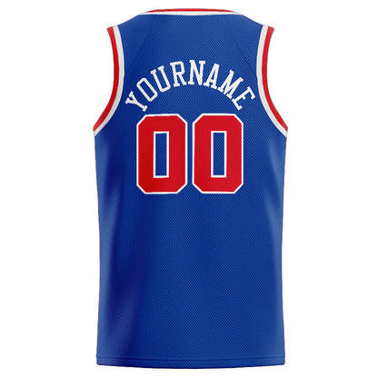 Benutzerdefinierte Authentisch  Basketball Trikot Königlich- Rot- Weiß