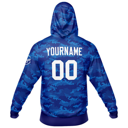 Benutzerdefiniert Tarnung Sport-Hoodie-Oberteil und Hosen-Set Blau
