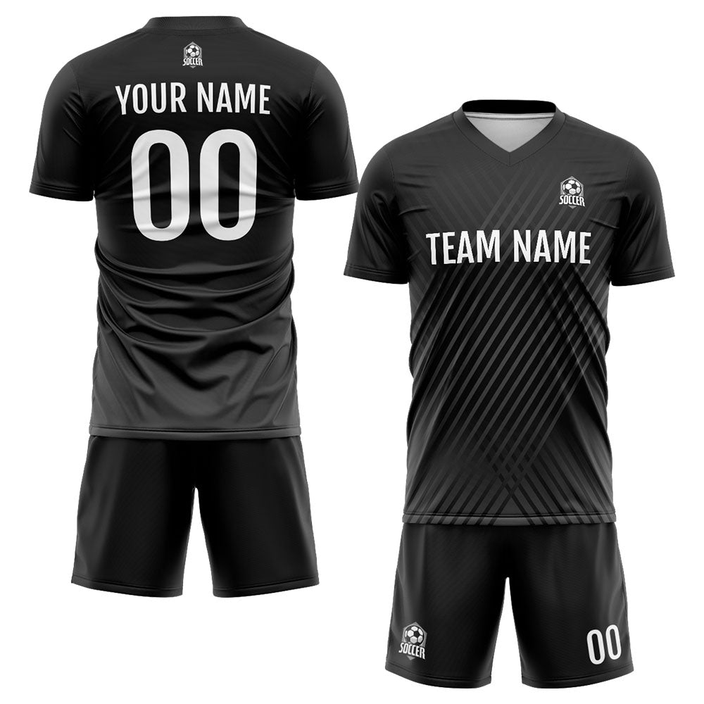 Benutzerdefinierte Fußball Trikots für Männer Frauen Personalisierte Fußball Uniformen für Erwachsene und Kind Schwarz&Weiß