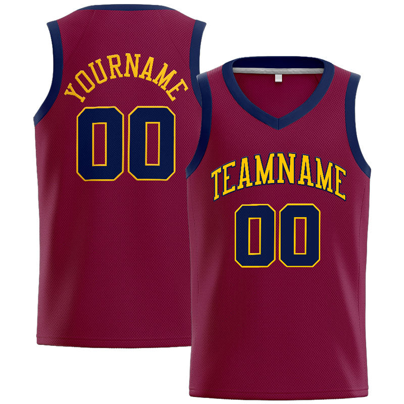 Benutzerdefinierte Authentisch  Basketball Trikot Purpur-Gelb-Marine