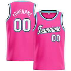 Benutzerdefinierte Authentisch  Basketball Trikot Rosa-Weiß-Hellblau