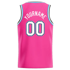 Benutzerdefinierte Authentisch  Basketball Trikot Rosa-Weiß-Hellblau