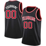 Benutzerdefinierte Authentisch  Basketball Trikot Schwarz-Rot-Weiß