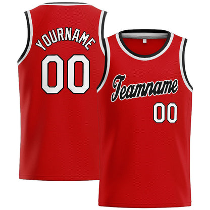 Benutzerdefinierte Authentisch  Basketball Trikot Rot-Weiß-Schwarz