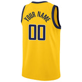 Benutzerdefinierte Authentisch  Basketball Trikot Gelb-Marine-Weiß