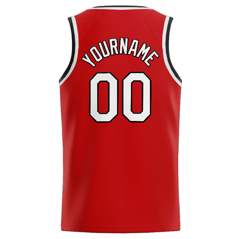Benutzerdefinierte Authentisch  Basketball Trikot Rot-Weiß-Schwarz