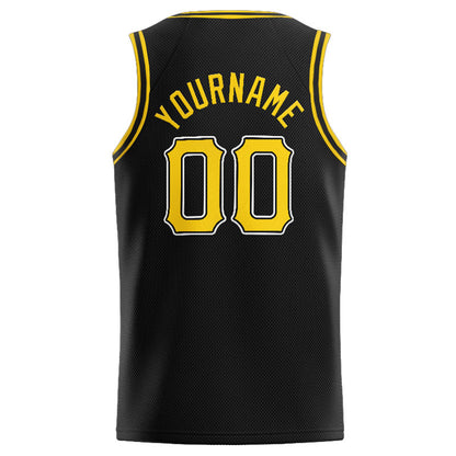 Benutzerdefinierte Authentisch  Basketball Trikot Schwarz-Gelb-Weiß