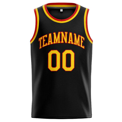 Benutzerdefinierte Authentisch  Basketball Trikot Schwarz-Gelb-Rot