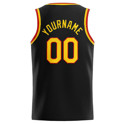 Benutzerdefinierte Authentisch  Basketball Trikot Schwarz-Gelb-Rot