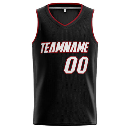 Benutzerdefinierte Authentisch  Basketball Trikot Schwarz-Weiß-Rot