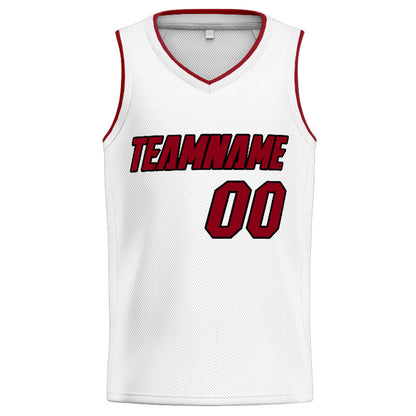 Benutzerdefinierte Authentisch  Basketball Trikot Weiß-Rot-Schwarz