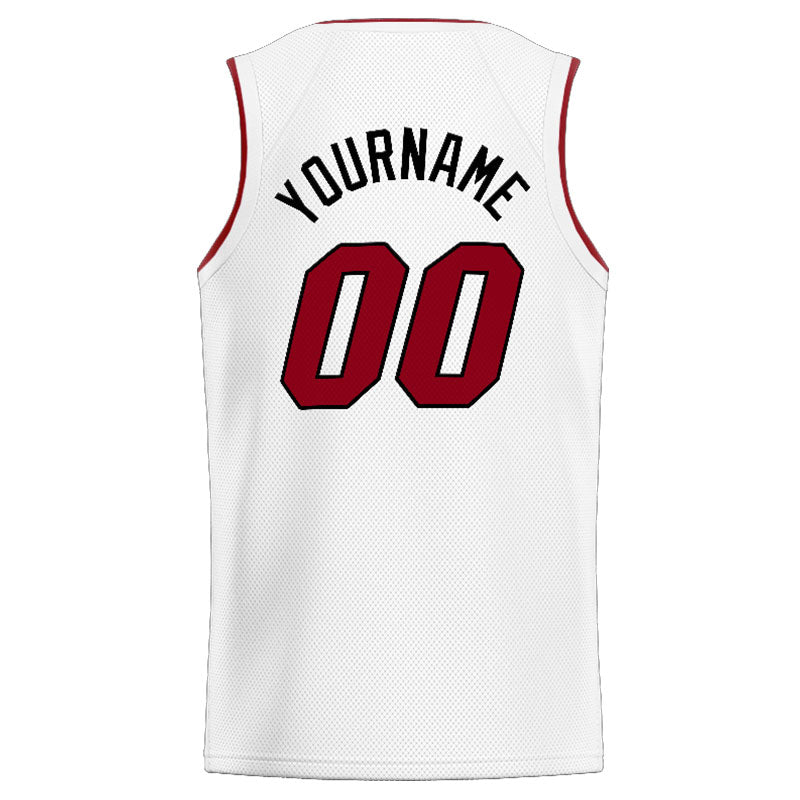 Benutzerdefinierte Authentisch  Basketball Trikot Weiß-Rot-Schwarz