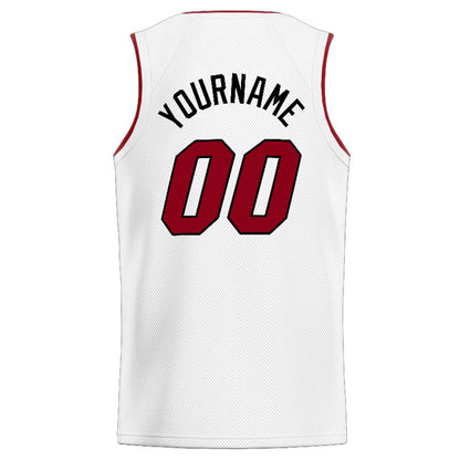 Benutzerdefinierte Authentisch  Basketball Trikot Weiß-Rot-Schwarz