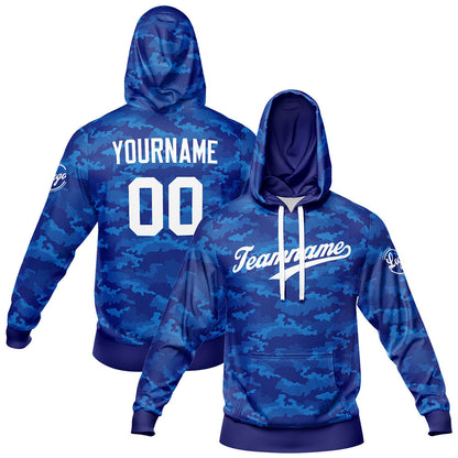 Benutzerdefiniert Tarnung Sport-Hoodie-Oberteil und Hosen-Set Blau