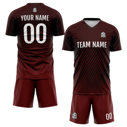 Benutzerdefinierte Fußball Trikots für Männer Frauen Personalisierte Fußball Uniformen für Erwachsene und Kind Burgund&Weiß