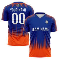 Benutzerdefinierte Fußball Trikots für Männer Frauen Personalisierte Fußball Uniformen für Erwachsene und Kind Royal&Orange