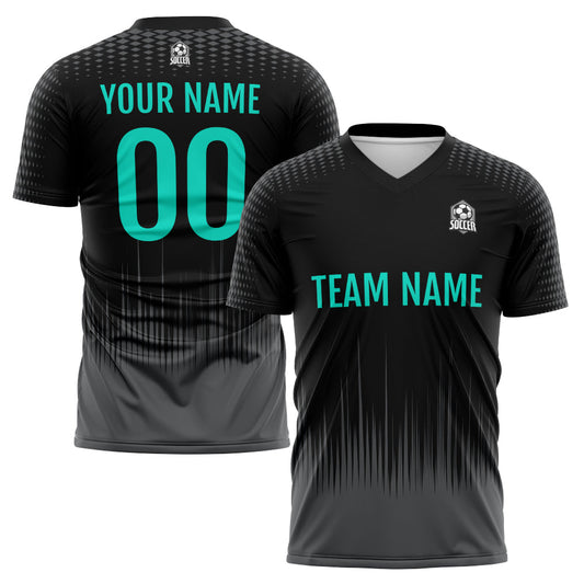 Benutzerdefinierte Fußball Trikots für Männer Frauen Personalisierte Fußball Uniformen für Erwachsene und Kind Schwarz&Aqua