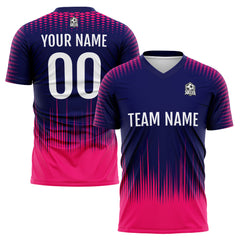 Benutzerdefinierte Fußball Trikots für Männer Frauen Personalisierte Fußball Uniformen für Erwachsene und Kind Marine&Rosa