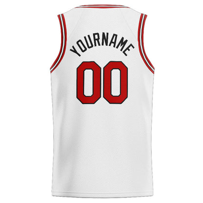 Benutzerdefinierte Authentisch  Basketball Trikot Weiß-Rot-Schwarz