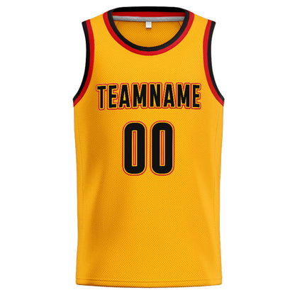Benutzerdefinierte Authentisch  Basketball Trikot Gelb-Schwarz-Rot