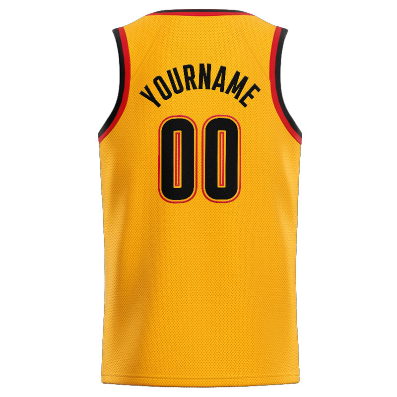 Benutzerdefinierte Authentisch  Basketball Trikot Gelb-Schwarz-Rot